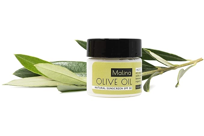 Malina™ Organic Olive Oil Natural Sunscreen | SPF 30+ | Nontoxic | Baby-Safe | Reef-Safe | No Preservatives | No Synthetic Fragrance (0.5 Fl Oz)
