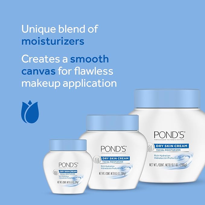 POND’S Dry Skin Cream – Moisturizing Face Cream for Deep Hydration – Daily Hydrating Facial Moisturizer for Radiant Skin – Dermatologist Tested, Non-Comedogenic Face Moisturizer, 10.1 oz, 3 Pack