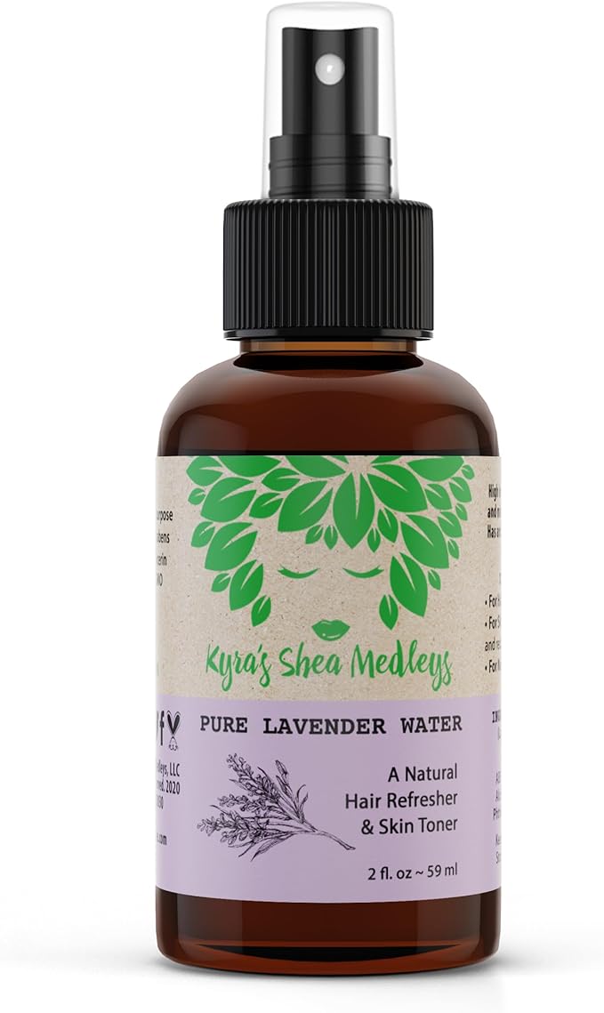Multiuse Lavender Water Toner Mist for Face, Body, and Hair - Pure Distilled Lavender Water Spray - Soothes and Hydrates Skin, Scalp, Hair, & Nails - 2 oz
