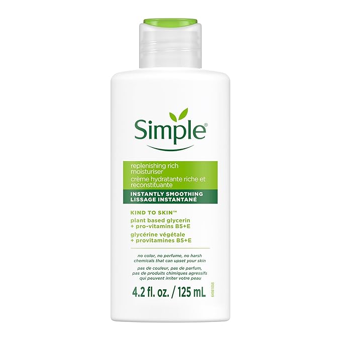 Simple Kind to Skin Face Moisturizer For Sensitive Skin Replenishing Rich 12-Hour Moisturization for All Skin Types 4.2 oz