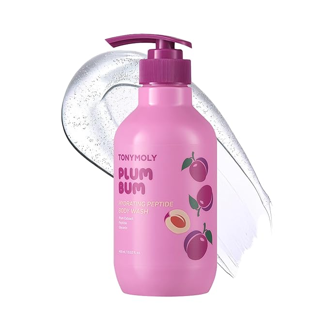 TONYMOLY Plum Bum Peptide Hydrating Body Wash – Moisturizing & Nourishing Cleanser with Plum Extract, Peptides & Glycerin – Gentle Korean Body Wash for Soft, Smooth, Radiant Skin, 13.5 fl oz