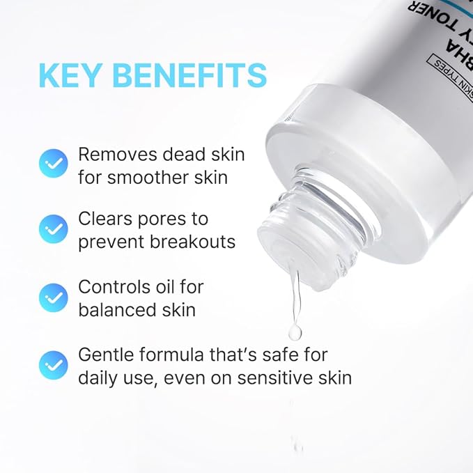 NIDA AHA BHA Clarity Toner | AHA 0.1%, BHA 0.1%, Niacinamide,Centella Asiatica | Exfoliate, Hydrate, Pore Control, Evens Tone | 6.76 fl. oz., 200ml