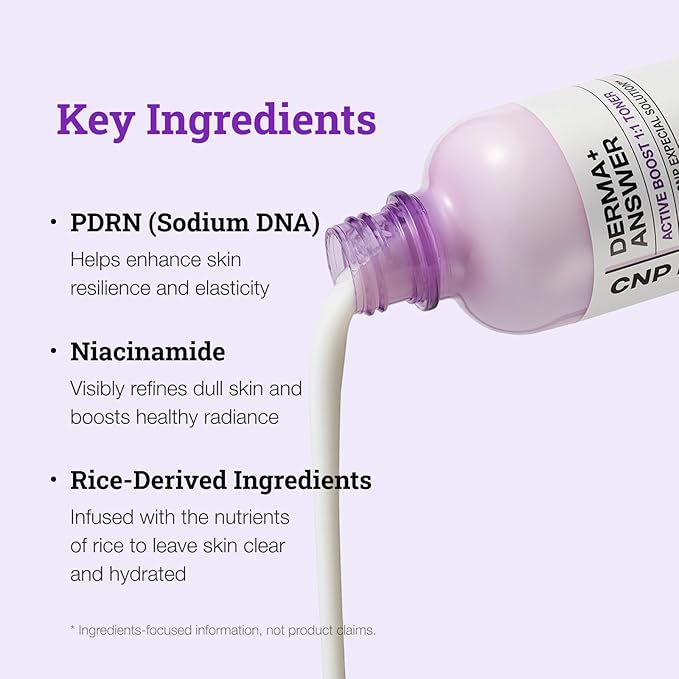 CNP PDRN + Niacinamide Milky Toner, Active Booster Toner for Face, Rice Water, Korean Skin Care, 6.7 fl. oz.