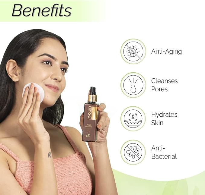 Viva Tulsi Anti Wrinkle Glowing Skin Face Toner Mist 100 ml, Anti-Aging Natural Face Serum, Toner for Open Pores Tightening, Instantly Hydrates and Freshens, Toner for Dry Oily Combination Skin