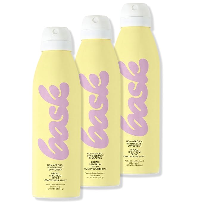 Bask Suncare SPF 50 Sunscreen Spray - Non-Aerosol, Broad Spectrum UVA/UVB Protection, Dermatologist Recommended, Moisturizing, Lightweight & Non-Greasy, 5.5 oz (Value Pack of 3)