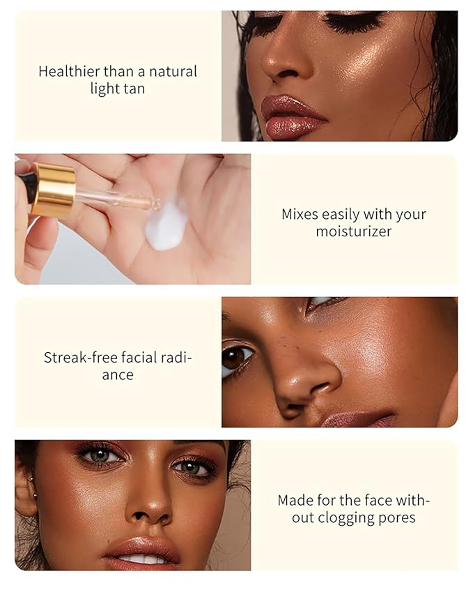 Natural Glow Instant Sun Drops, Sunless Tanning for Face and Body, Instant Sun Bronzing Drops, Oil Free, 1 Fl Oz (1 Fl Oz)