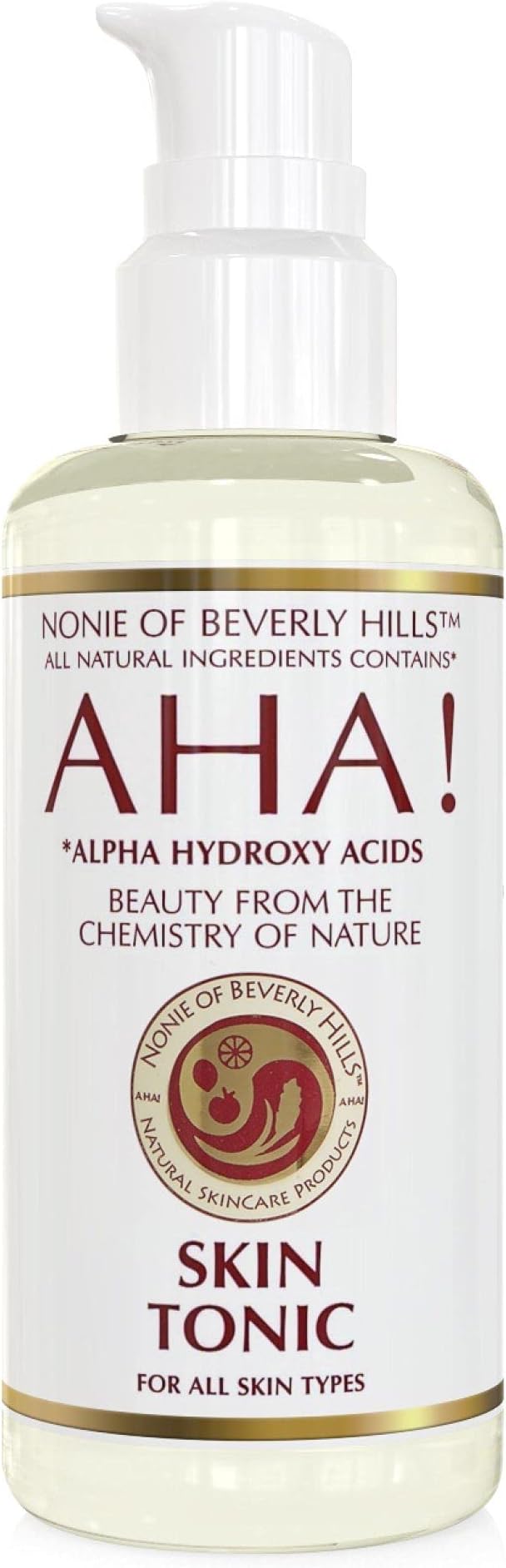 Nonie of Beverly Hills AHA Skin Tonic – All-Natural & Gentle Exfoliating Toner – 100% Vegan & Organic – with Apple Cider Vinegar, Grapefruit Seed Extract & Citrus Blend – Made in The USA