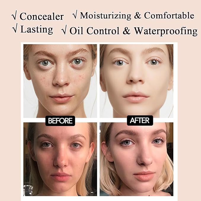 Air Cushion CC Cream Mushroom Head Foundation,BB Cream Makeup Foundation,Moisturizing Concealer,Long Lasting Full Coverage Waterproof,Even Skin Tone for All Skin Types (6# Dark Bronze, 20g)