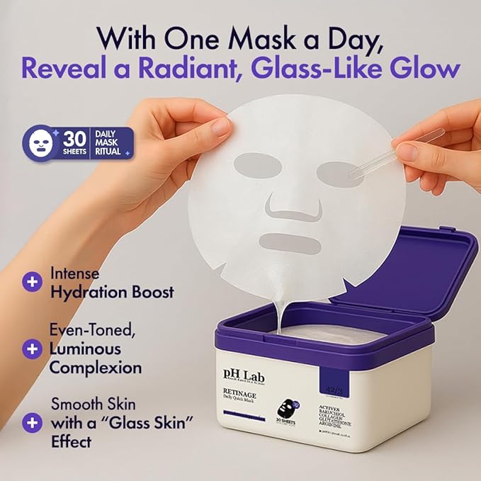 pH Lab Retinage Anti-Aging Set, Cleansing Bar, Toner Pad, Serum with Collagen & Bakuchiol, Daily Quick Mask