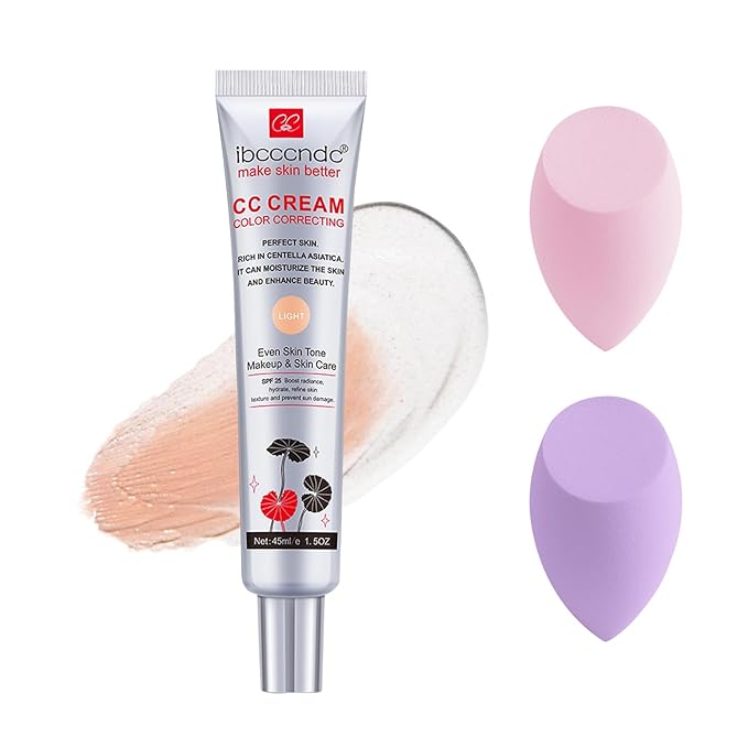 Color Correcting CC Cream Foundation, Invisible Pores Concealer, Rich In Centella Asiatic, Moisturizing And Waterproof CC Cream With Spf 25 (DARK)