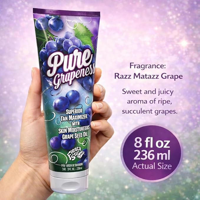 Pure Grapeness Tanning Bed Lotion Tan Maximizer with Tyrosine and DHA, 8 ounces