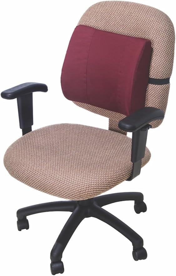Essential Medical Supply Molded Lumbar Cushion in Navy with Elastic Positioning Strap - Perfect for Office or Car Chairs, Provides Lower Back Support and Comfort