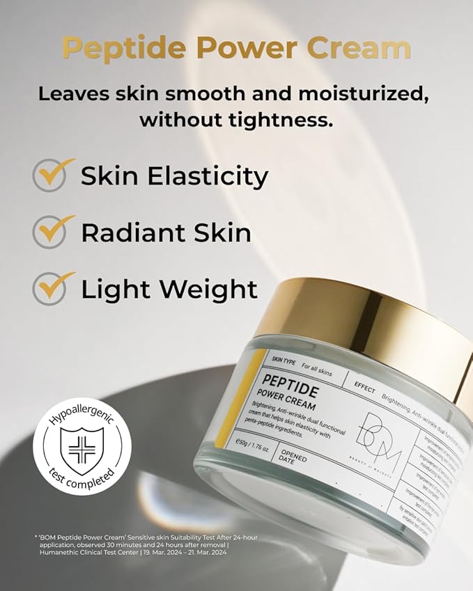 BOM COSMETICS A Set of Peptide Power Skincare With 5 Kinds of Items (Toner, Ampoule, Cream, Eye Cream, Sleeping Mask), 24K Gold & Penta-peptide for Skin Collagen Boost, Korean Skincare
