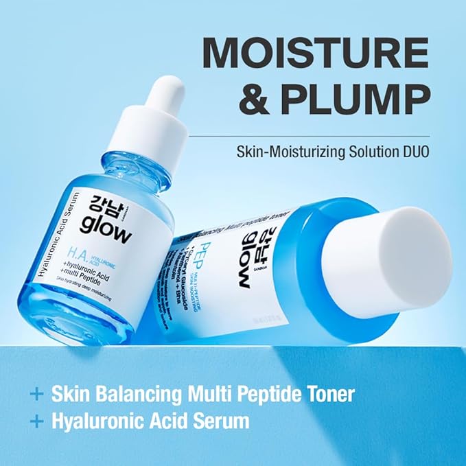 Skin-Moisturizing Solution Duo - Multi-Peptide Toner for Face 5.07fl oz & Hyaluronic Acid Serum 1.01fl oz I Korean Skincare I Special Gifts for Women