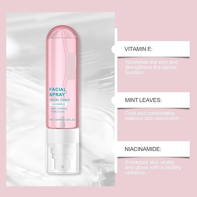 Niacinamide Toner Spray With Rose & Aloe Extract - Locks Moisture, Relieves Dryness, Brightens Skin, Keeps Hydrated Smooth All Day(2PCS)