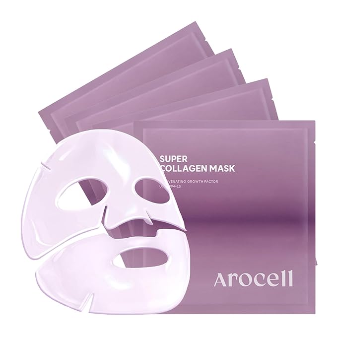 AROCELL Super Collagen Overnight Hydrogel Mask with Retinol & Stem Cell | Firming, Lifting, Plumping, Long-Lasting Glow | Korean Glass Skin Care | 43g x 4 | BSS Skincare Must-Have
