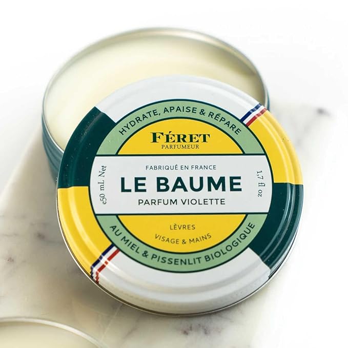 Feret Parfumeur Le Baume Multi-Purpose Balm – Violette – Deeply Hydrating Moisturizer for Dry Cracked Skin, Lips & Cuticles - Natural Lip Balm with Shea Butter & Honey -Made in France - 50ml/1.7 Ounce