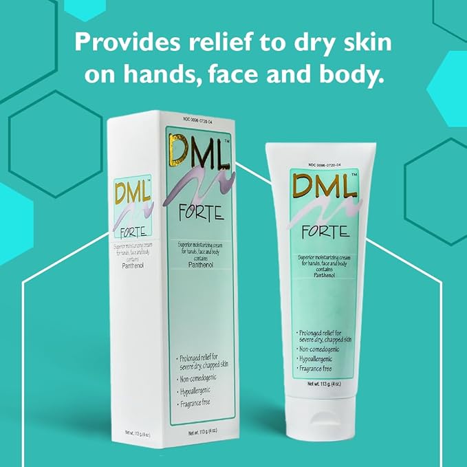 DML Forte Skin Care- Super-Hydrating Hand, Face, and Body Moisturizer/ Hypoallergenic Face Moisturizer for Dry and Cracked Skin/ Gentle Moisturizing Cream Safe for Faces and Sensitive Skin / 4 oz