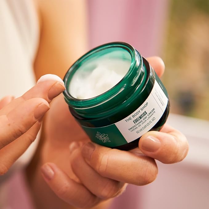 The Body Shop Edelweiss Smoothing Day Cream – For Smoother Looking Skin – Vegan – 50ml (Pack of 2)