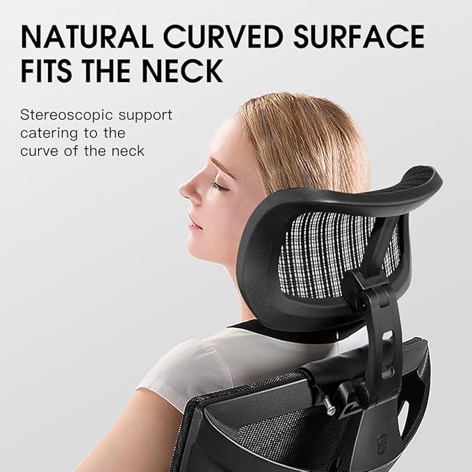 The Office Chair Headrest Attachment, Can Adjust The Height, Inclination, and Distance Between The Front and Back.Mesh Headrest is Suitable for Ergonomic Office Chairs(Black)