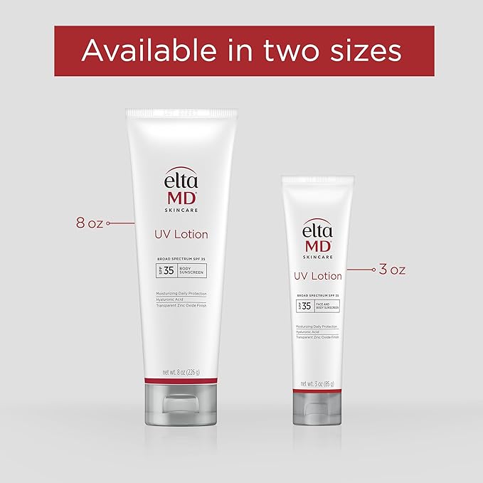 EltaMD UV Lotion Body Sunscreen, SPF 30+ Sunscreen, Body Lotion with SPF Made with Zinc Oxide and Hyaluronic Acid, 3.0 oz Pump