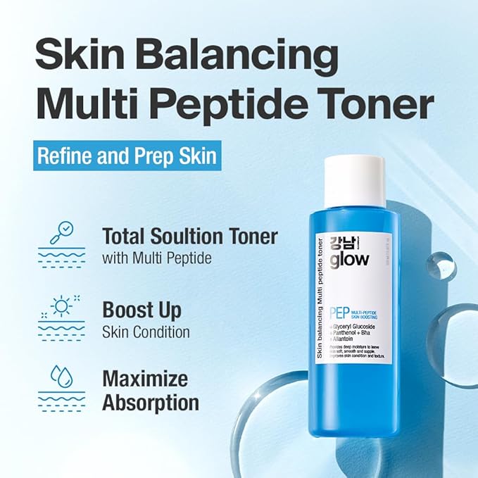 Skin-Moisturizing Solution Duo - Multi-Peptide Toner for Face 5.07fl oz & Hyaluronic Acid Serum 1.01fl oz I Korean Skincare I Special Gifts for Women
