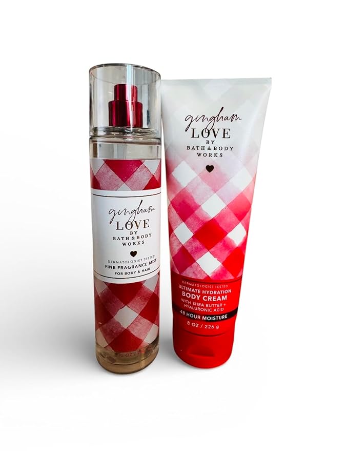 Bath & Body Works - Gingham Love - Unisex 2 pc Bundle - Fine Fragrance Mist & Ultimate Hydration Body Cream - 2022