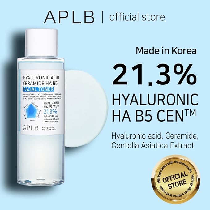 APLB Hyaluronic Acid Ceramide HA B5 Facial Toner | HYALURONIC HA B5 CEN™ 21.3% 5.41 FL.OZ/Korean Skincare, Replenishing Moisture, Revitalize for Gentle and Improve Skin Texture