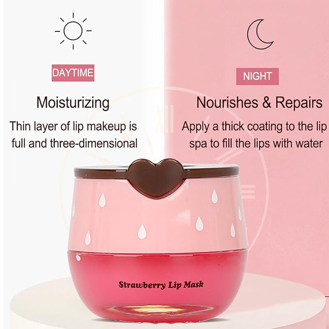 2 PCS Bee Lip Balm Lip Mask Honey Pot,Honey & Strawberry Lip Mask Propolis Moisturizing Lip Balm,Hydrating Prevention Dry & Cracked,Mothers Day Gifts,Teacher Appreciation Gifts,Easter Basket Stuffers