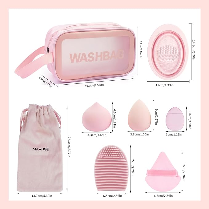 MAANGE Eye Makeup Brushes, 41 Pcs Premium Synthetic Precision Makeup Brush Set Contour Blush Eyeshadow Eyeliner Blending Make Up Brush Kit (Pink, 41 Piece Set)