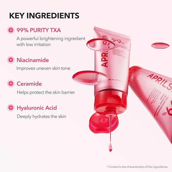 APRILSKIN TXA Pink Overnight Skincare Duo: TXA Niacinamide 99 Pink Milky Toner and TXA Niacinamide 99 Overnight Wrapping Mask