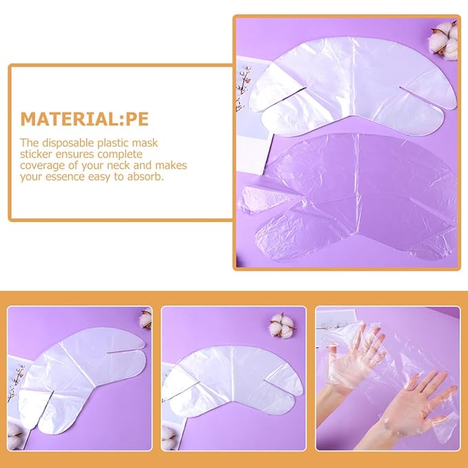 Disposable Neck Mask Sheets 200pcs Plastic Toner Mask Paper for Spa Skincare Treatment Hydrating Neck Covering Suitable for Beauty Salon and Home Use