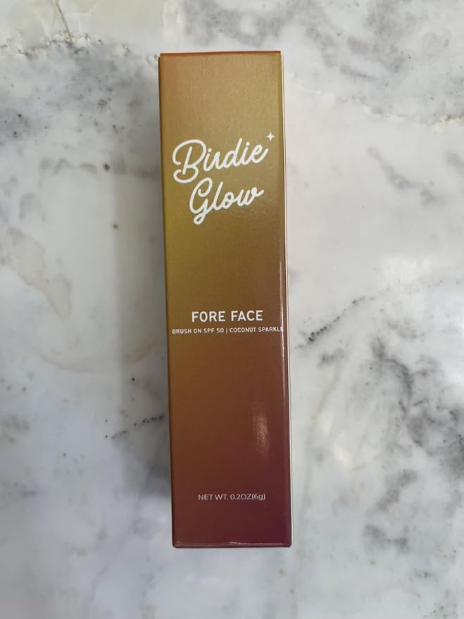 Birdie Glow Brush on SPF 50| Beach Essentials, Zinc Oxide Mineral Sunscreen Powder SPF, Face Sunblock, Brush On Sun Screen Protector for Face and Body, 0.20oz