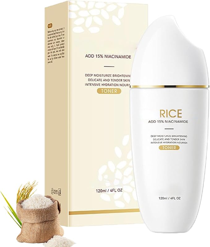 Rice Toner, Rice Extract Moist Toner, Niacinamide Facial Essence, Delicate & Tender, Deep Moisturize, Hydrating for Dry Skin (1)