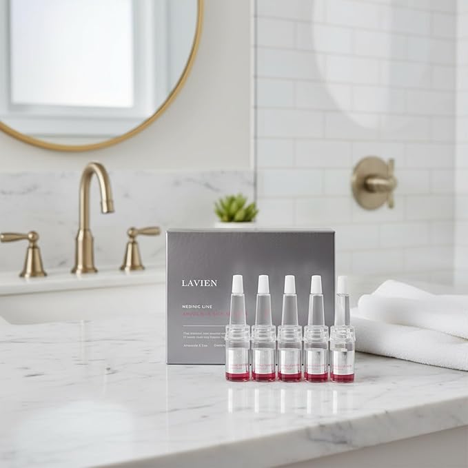 Lavien Medinic Line Amino Silk Skin Ampoule - Concentrated Serum, Hydrolyzed Collagen - Fine Lines, Wrinkle Improvement, All Skin Types - 2 ml-5 Bottle