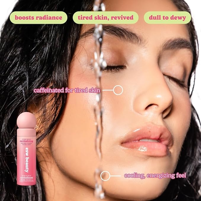 ESW Beauty Lychee Breeze Facial Mist - Hydrating Face Spray Toner with Lychee Water, Lime, Green Tea & Caffeine - Prime & Set Makeup - Revitalizing Mist for Radiant Skin