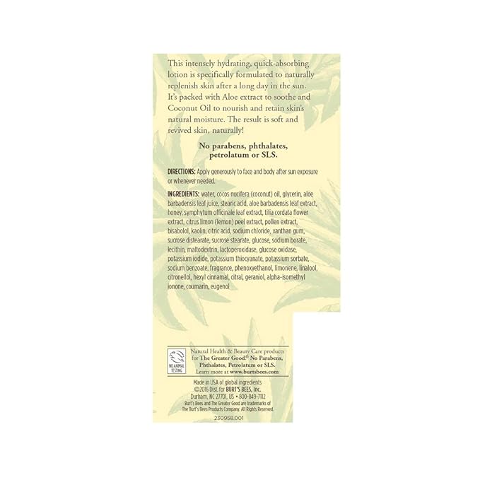 BURTS BEES Aloe After Sun Soother, 6 FZ