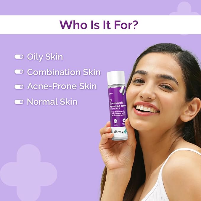 The Derma Co 7% Glycolic Acid Hydrating Toner Hyaluronic Acid & Ceramide Complex Skin Multi-Purpose Exfoliating Toner for Face,Body, Underarms & Scalp Lotion I 150Ml