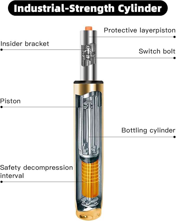 Adjustable Height Gas Lift Cylinder for Office Chairs, Universal Size, Heavy Duty, Gold