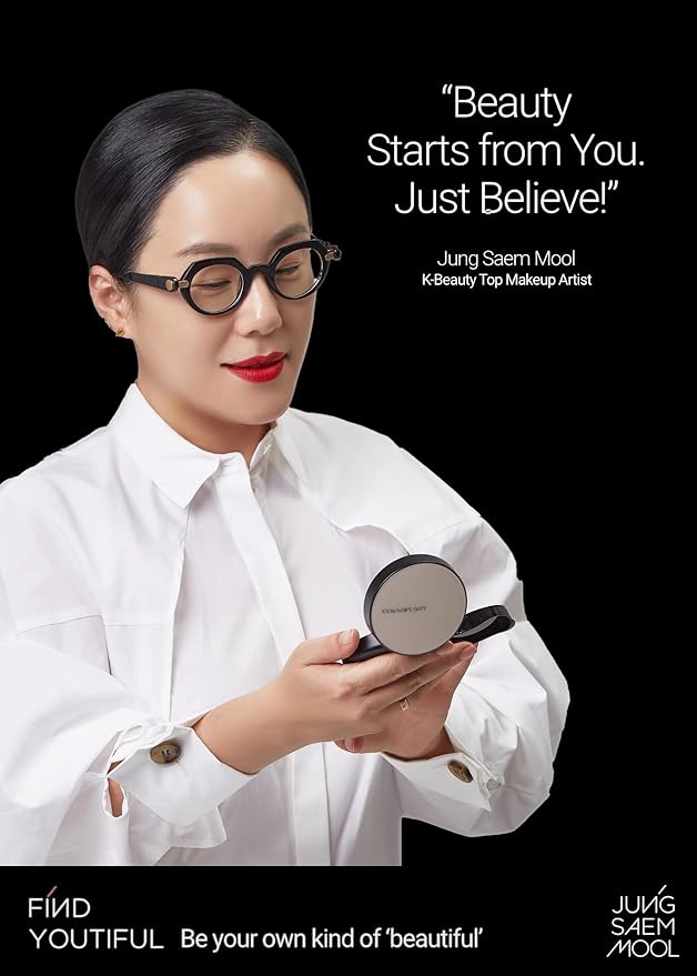 JUNG SAEM MOOL Essential Skin Nuder Cushion | Natural Finish, Buildable Coverage Cushion Foundation by Korean Makeup Artist (Refill Included, 0.98 Fl Oz, SPF 50), 17 Fair Light