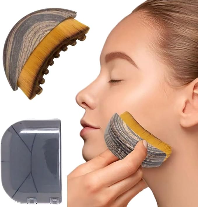 Lymphatic Contour Face Brush - Lymphatic Drainage Massager for Face Lifting, Jawline Sculpting & Anti-Puffiness - Ultra-Soft Dry Brushing Facial Tool with Travel Case (1pcs)