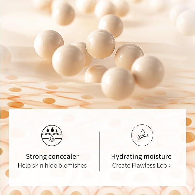 O'CHEAL CC Foundation with SPF 50+, Full Coverage Moisturizer Color Correcting Cream Concealer Powder Foundation, Lightweight Waterproof Oil-Free Pre-makeup Primer for All Skin Types (Ivory)