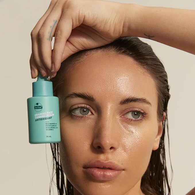 Self Tanning Drops by Le Tan | Anti Aging Self Tan Intense Hydration Lightweight Fast Absorbing Hydrates with Niacinamide, Hyaluronic Acid Sun Kissed Look 1oz (Antioxidant)