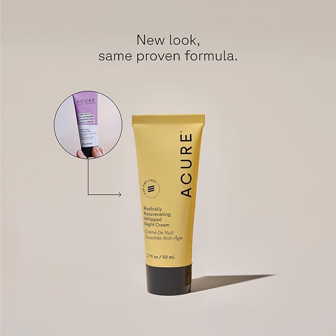 Acure Radically Rejuvenating Whipped Night Cream - Anti Aging Peptide Night Face Cream for Women & Men, Hydrating & Renewing Moisturizer for Fine Lines and Dark Spots with Vitamin C - 1.7 fl oz