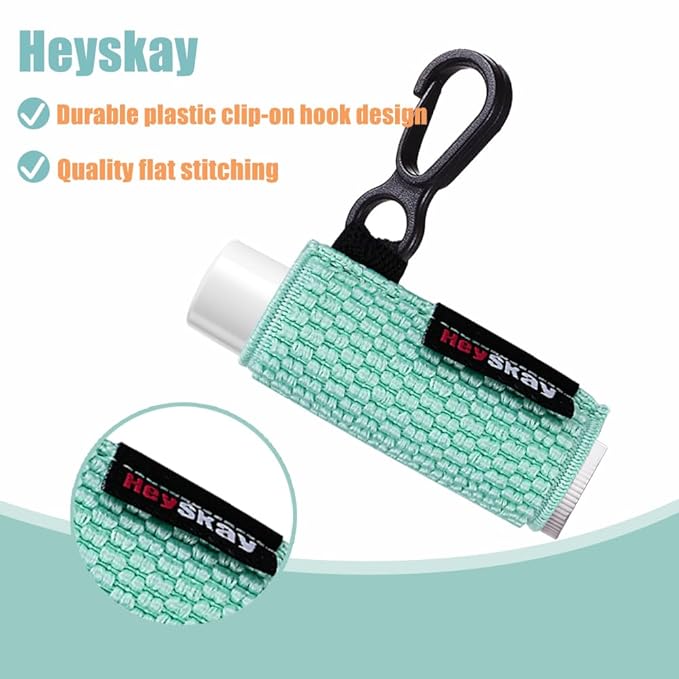 HEYSKAY 3PCS Lip Balm Holder Sleeves Keychain Chapstick Elastic Sleeves (Black/Brown/Light Blue)