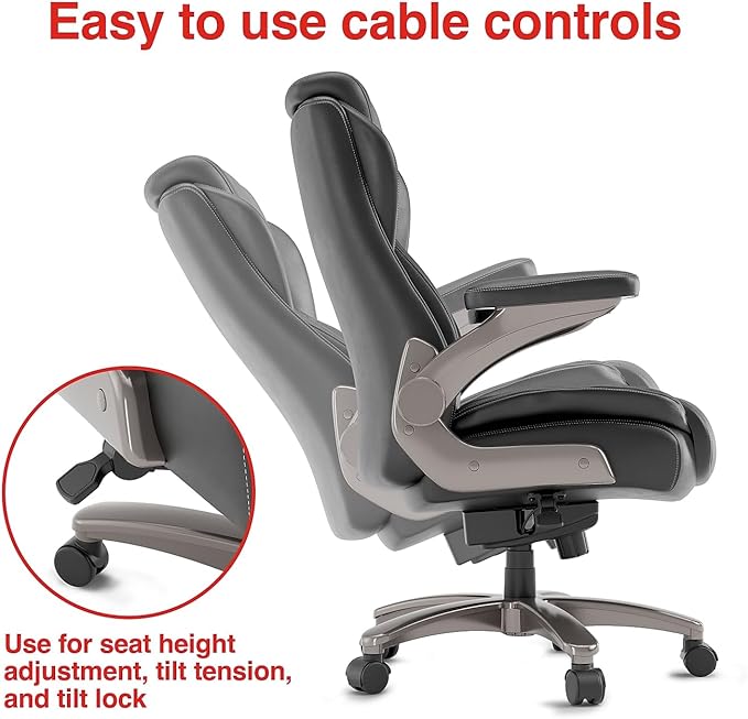 Staples Randolph Ergonomic Bonded Leather Executive Big & Tall Chair, 400 lb. Capacity, Black