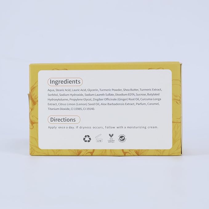 LIYALAN Turmeric Soap Bar 3.88 oz each Bar for Face and Body evens out skin tone,Smooth Skin,Cleansing Handmade Soap contains 3 bars with a fresh ginger and lemongrass scent