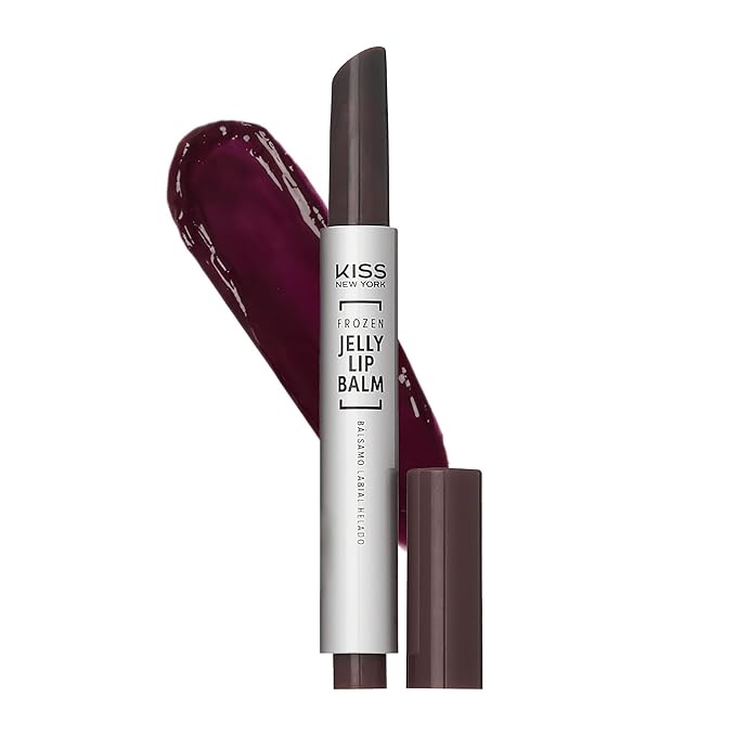 KISS NEW YORK Frozen Jelly Lip Balm Pen, High Shine Lip Gloss for Sheer Tint, Hydrating Melting Lipstick With Hyaluronic Acid, Cooling Effect With Menthol, Non-Sticky & Long Lasting (Burgundy)