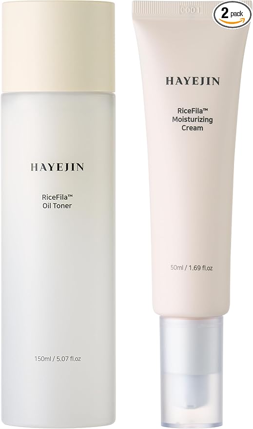 HAYEJIN RiceFila™ Oil Toner for face (5.07 fl oz) + Moisturizing Cream (1.69 fl oz) - RiceFila Radiance Duo – Face Toner & Moisturizer Bundle