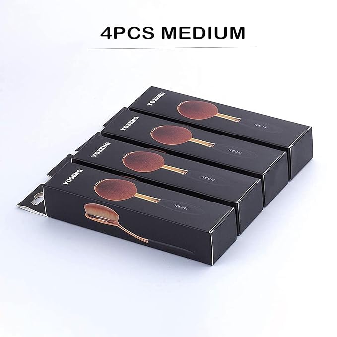 Yoseng Oval Foundation Brush Second Largest Toothbrush makeup brushes Fast Flawless Application Liquid Cream Powder Foundation (4 pack)